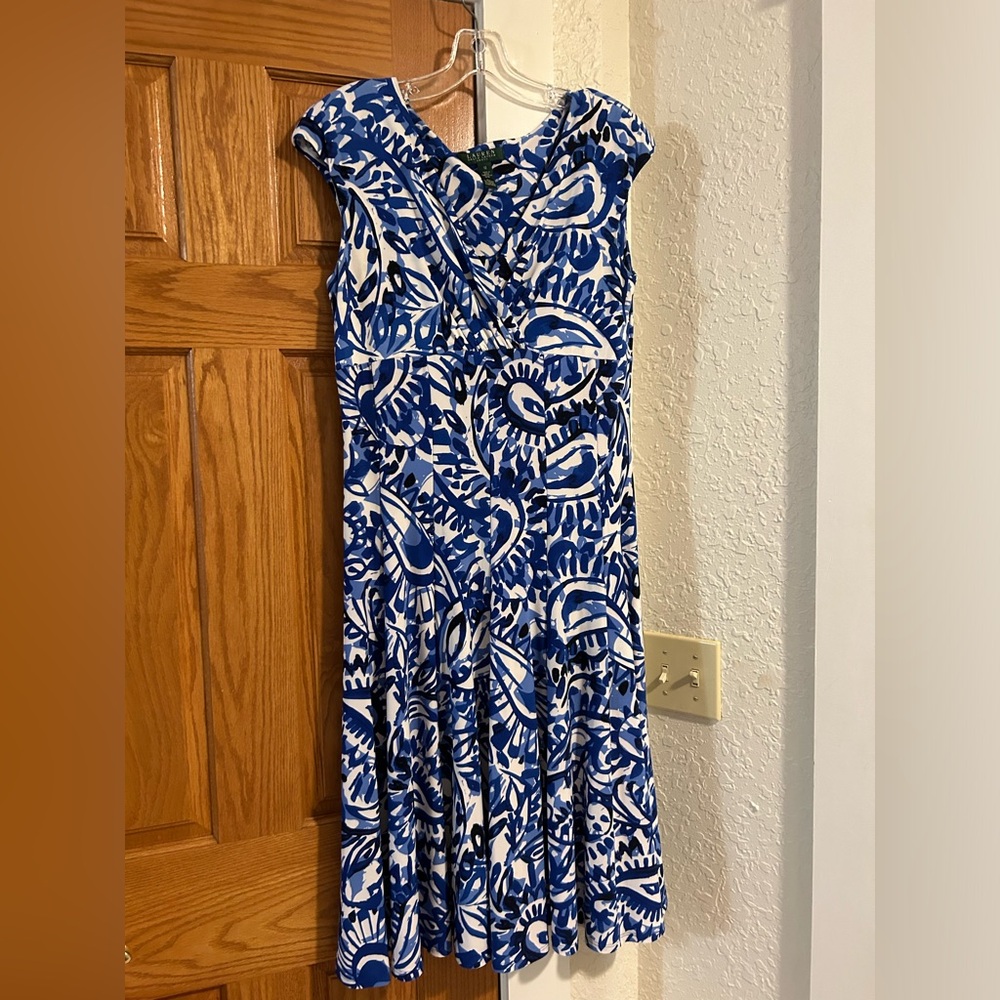 Blue and White Floral A-Line dress